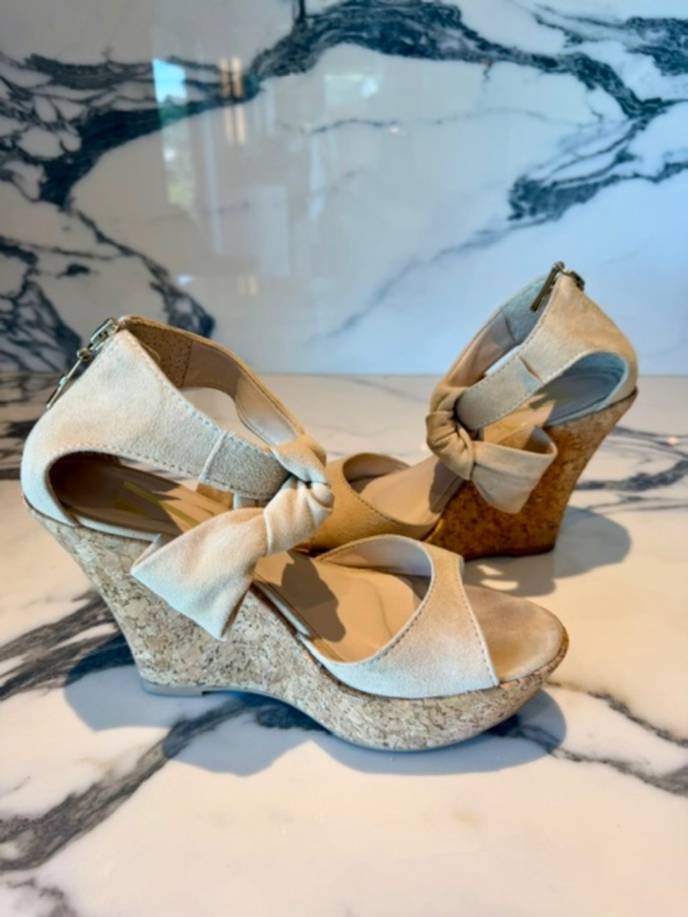 Cork and Suede Ankle Wrap Platform